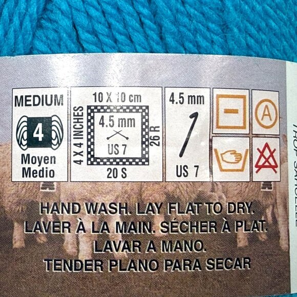 Patons Classic Wool "Too Teal" Yarn. 100% Wool - Lot of 2 new Skeins - Picture 5 of 6